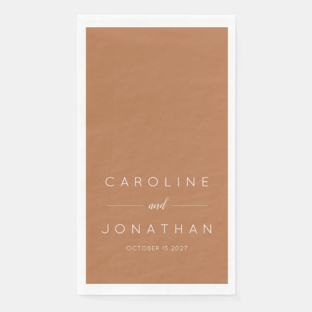 Modern Minimalist Script Terracotta Custom Wedding Napkin (Front)