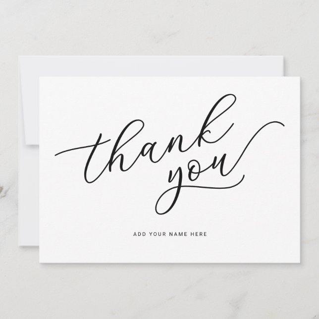 Modern Minimalist Script Thank You Card (Front)
