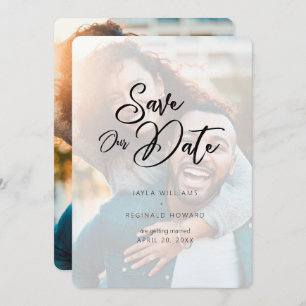 Modern Minimalist Script Typography Overlay Photo Save The Date
