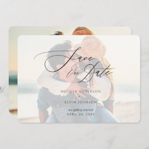 Modern Minimalist Script Typography Overlay Photo  Save The Date