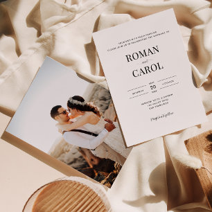 Modern Minimalist Script Typography Photo Wedding Invitation
