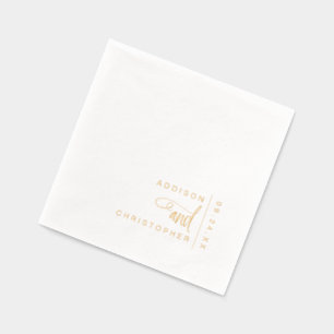 Modern Minimalist Script Typography Wedding Gold Foil Napkins