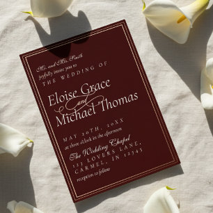 Modern Minimalist Script Vineyard Red Wedding