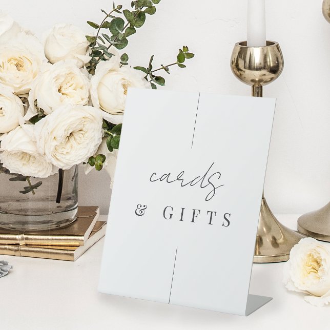 Modern Minimalist Script Wedding Cards & Gifts Pedestal Sign (Creator Uploaded)