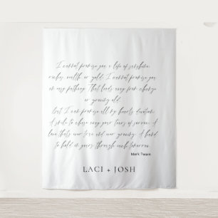 Modern Minimalist Script Wedding Ceremony Backdrop Tapestry