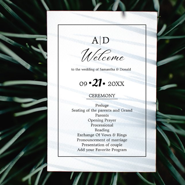 Modern Minimalist Script Wedding Ceremony Program  Invitation (Creator Uploaded)