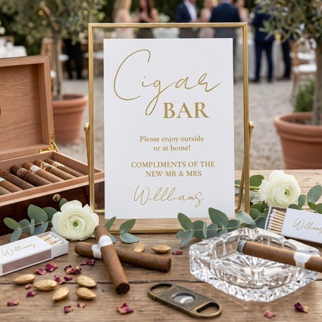 Modern Minimalist Script Wedding Cigar Bar Sign (Creator Uploaded)