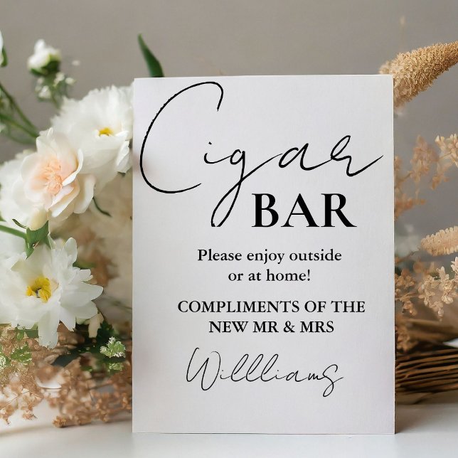 Modern Minimalist Script Wedding Cigar Bar Sign (Creator Uploaded)