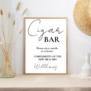 Modern Minimalist Script Wedding Cigar Bar Sign