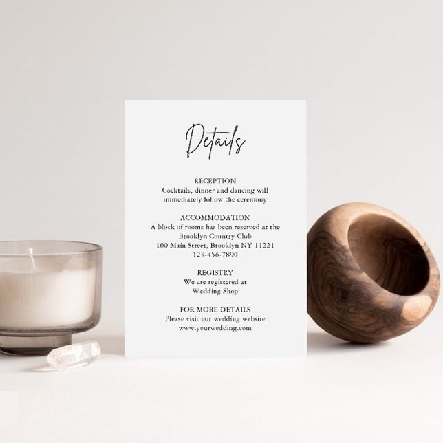 Modern Minimalist Script Wedding Details Card (Creator Uploaded)