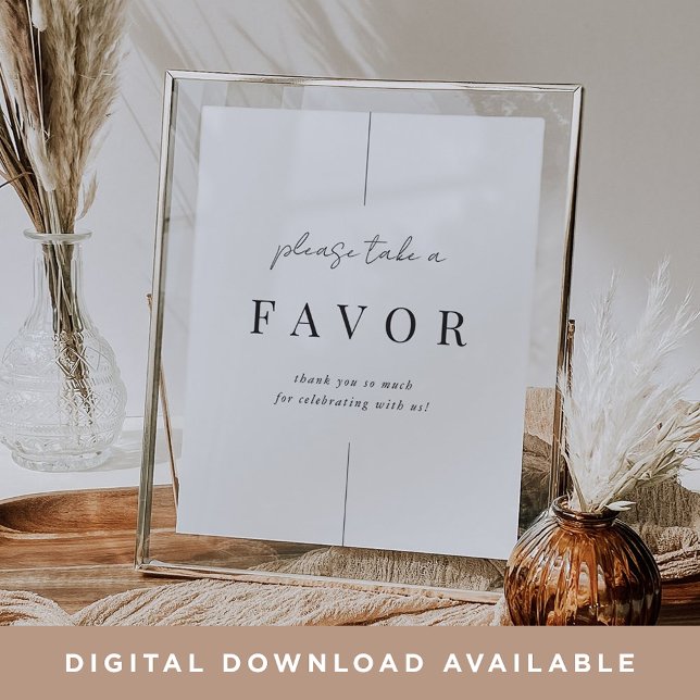 Modern Minimalist Script Wedding Favour Sign (Creator Uploaded)