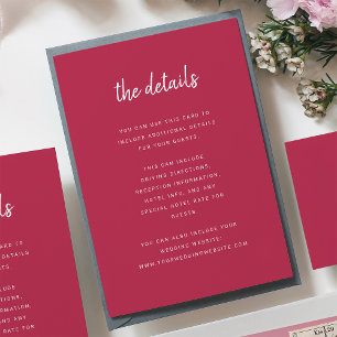 Modern Minimalist Script   Wedding Guest Details Enclosure Card