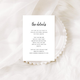 Modern Minimalist Script   Wedding Guest Details Enclosure Card