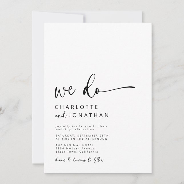Modern Minimalist Script Wedding Invitation (Front)