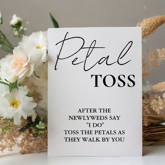 Modern Minimalist Script Wedding  Petal Toss Sign (Creator Uploaded)