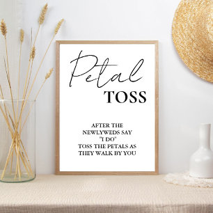 Modern Minimalist Script Wedding  Petal Toss Sign