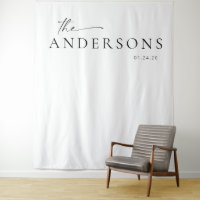 Modern Minimalist Script Wedding Photo Backdrop
