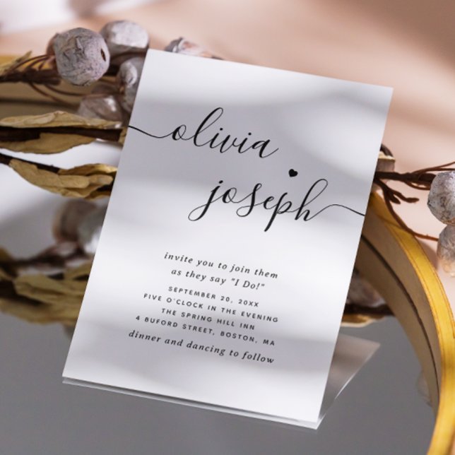 Modern Minimalist Script Wedding | Photo & QR Code Invitation (Creator Uploaded)