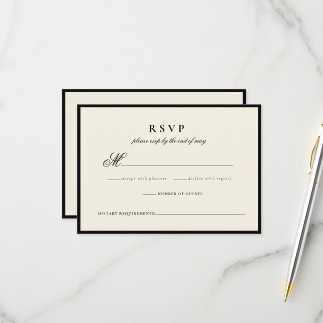 Modern Minimalist Script Wedding Response Card (Front/Back In Situ)