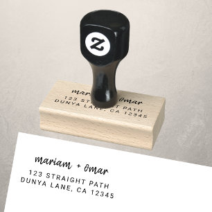 Modern Minimalist Script Wedding Return Address Rubber Stamp