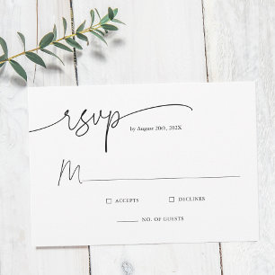 Modern Minimalist Script Wedding RSVP Card