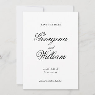 Modern Minimalist Script Wedding Save the date Invitation