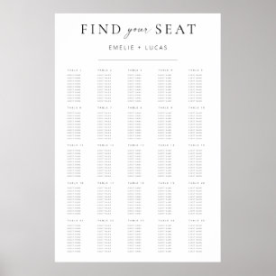 Modern Minimalist Script Wedding Seating Chart