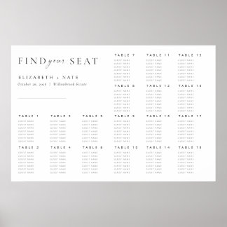 Modern Minimalist Script Wedding Seating Chart