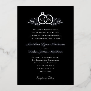 Modern Minimalist Script Wedding Silver Foil