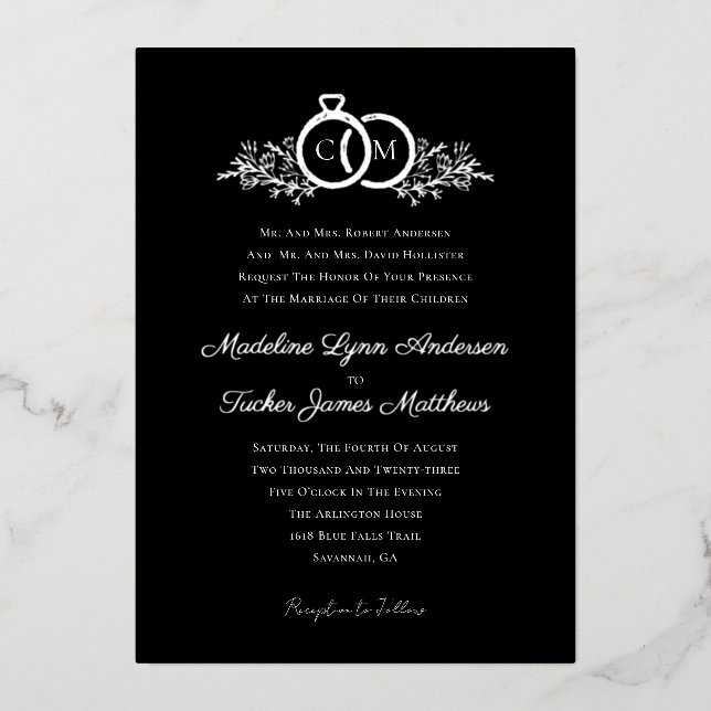 Modern Minimalist Script Wedding Silver Foil  (Front)