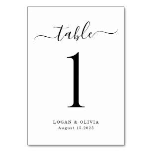 Modern Minimalist Script Wedding Table Number Card
