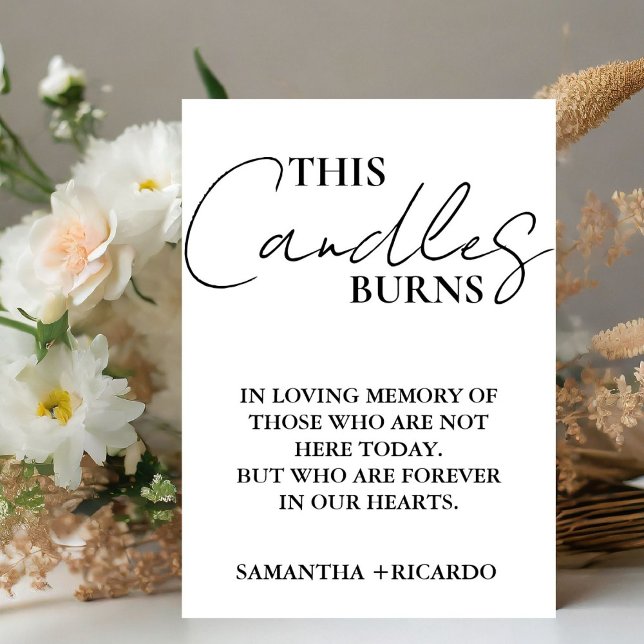 Modern Minimalist Script Wedding This Candles Burn Pedestal Sign (Creator Uploaded)