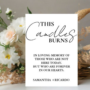 Modern Minimalist Script Wedding This Candles Burn Pedestal Sign