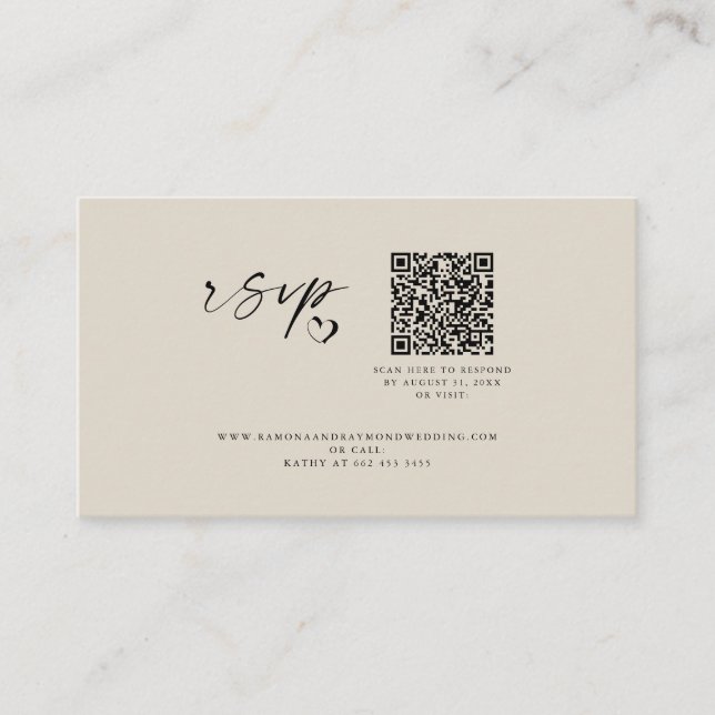 Modern Minimalist Script Wedding Website QR Code   Enclosure Card (Front)