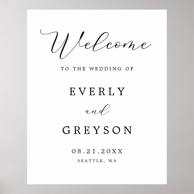 Modern Minimalist Script Wedding Welcome Poster (Front)
