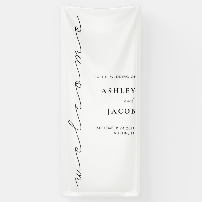 Modern Minimalist Script Welcome Wedding Banner (Vertical)