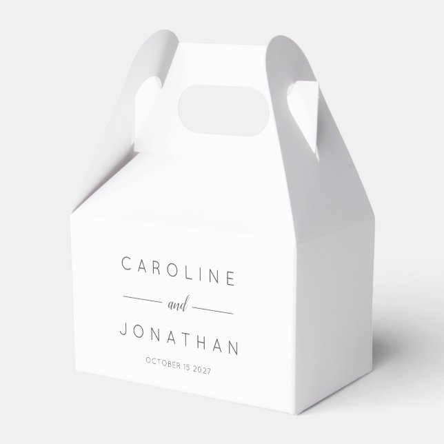 Modern Minimalist Script White Custom Wedding Favour Box (Front Side)