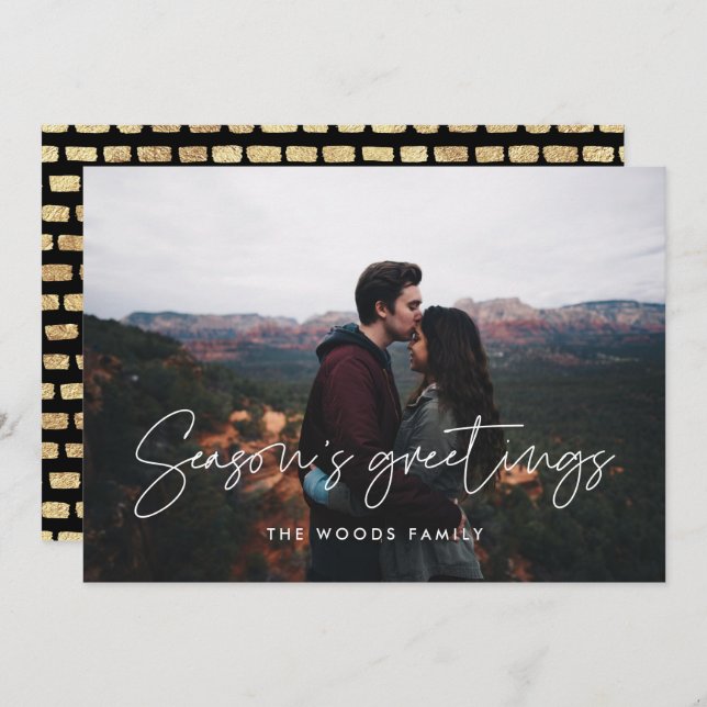 Modern Minimalist Season's Greetings Photo Holiday Card (Front/Back)