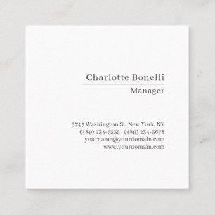Modern Minimalist Serif Font Plain Simple Matte Square Business Card