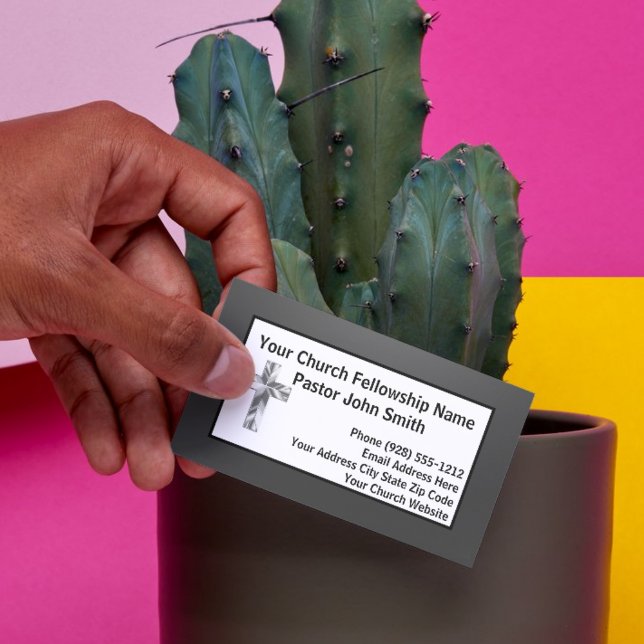 Modern Minimalist Shaded Black Church Pastor Business Card (Modern Minimalist Shaded Black Church Pastor Business Card)