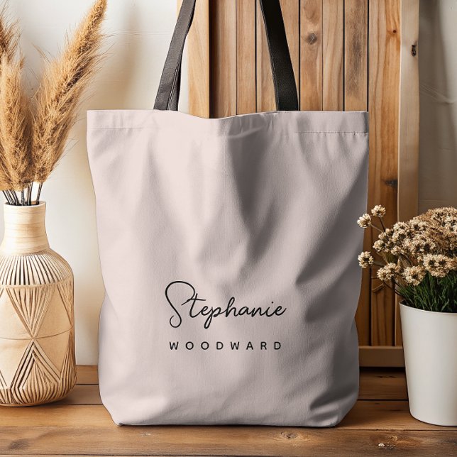 Modern Minimalist Signature Blush Pink Tote Bag (Creator Uploaded)