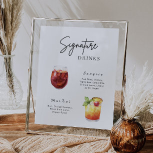 Modern Minimalist Signature Drink Menu Bar Sign