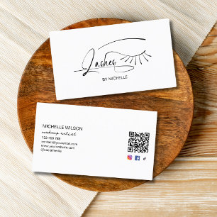 Modern Minimalist Signature Makeup Artist Lashes Business Card