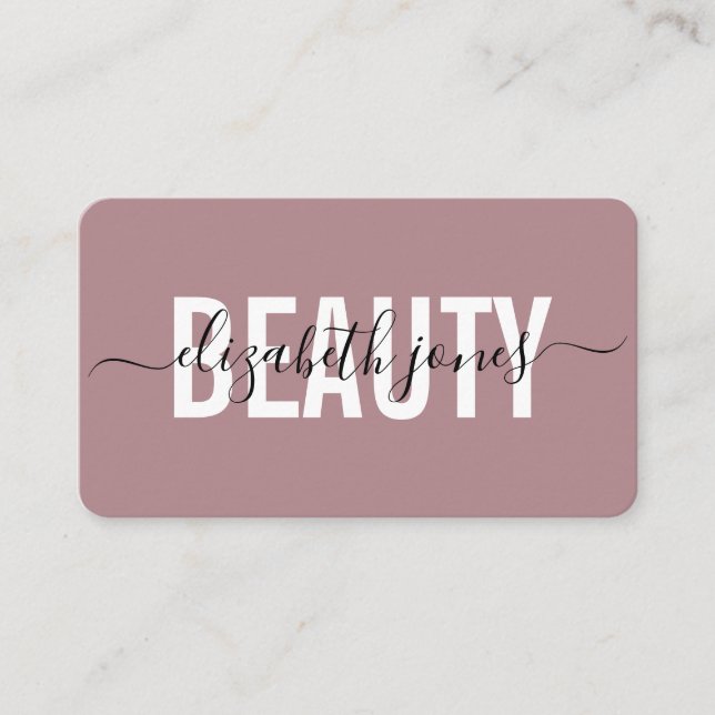 Modern Minimalist Signature Rose Gold Business Card (Front)
