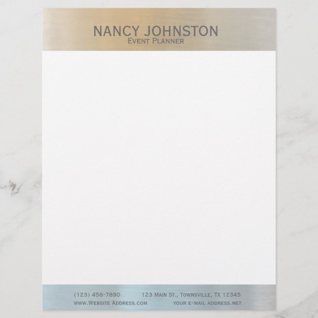 Modern Minimalist Silver Reflection Personalized Letterhead (Front)