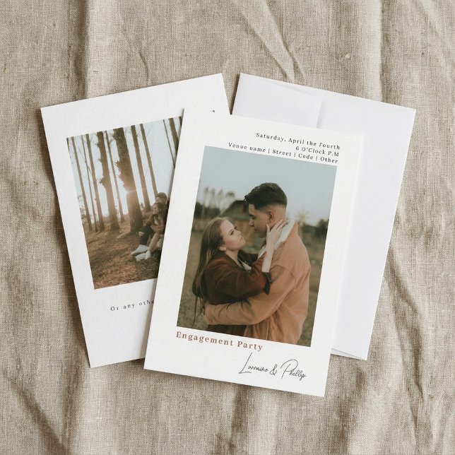 Modern Minimalist Simple 2-Photo Wedding Invitation (Modern Minimalist Simple 2-Photo Wedding Invitation.)