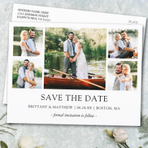 Modern Minimalist Simple 5 Photo Save the Date