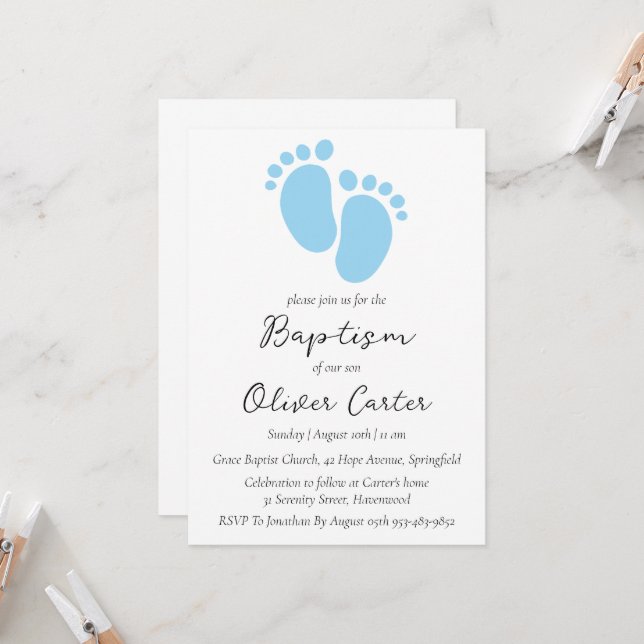 modern minimalist simple baptism invitations (Front/Back In Situ)