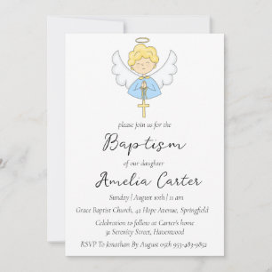 modern minimalist simple baptism invitations