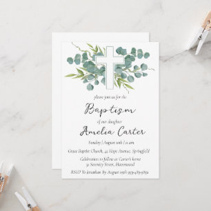 modern minimalist simple baptism invitations